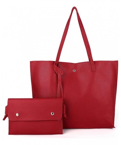 Women's Faux PU Leather Tote Shoulder Purses Bag for women, Big Capacity Tassel Handbag Red-l $16.73 Totes