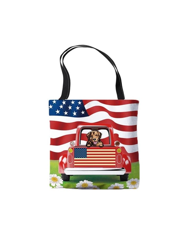 Canvas Tote Bag Lovely Animal Dog Golden Retriever Color Peeking Dog Shopping Bag American Flag Floral Bag 18x18 inch Golden ...