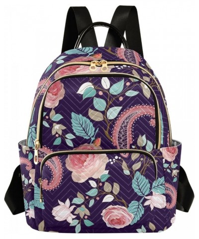 Pink Rose Flower Paisley Floral Mini Backpack Purse for Women Travel Bag Fashion Daypack Back Pack Shoulder Bag Multicolor Sm...