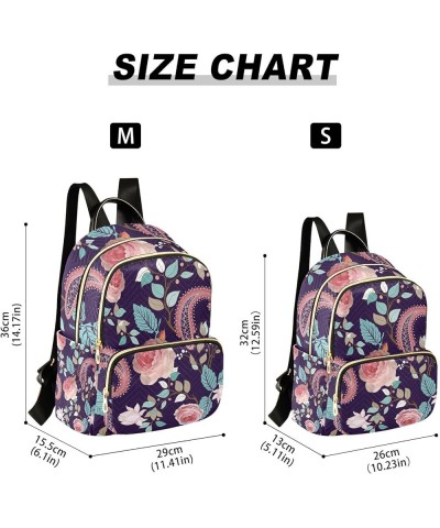 Pink Rose Flower Paisley Floral Mini Backpack Purse for Women Travel Bag Fashion Daypack Back Pack Shoulder Bag Multicolor Sm...