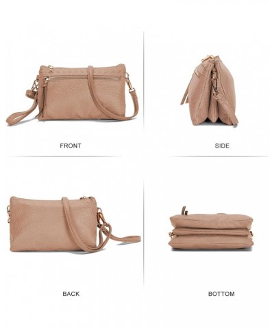 Small Crossbody Bags for Women Vegan Leather Wristlet Clutch Wallet Purses Shoulder Bag Taupe $13.34 Crossbody Bags