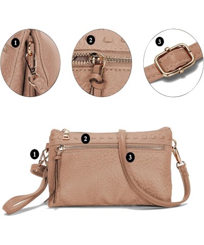 Small Crossbody Bags for Women Vegan Leather Wristlet Clutch Wallet Purses Shoulder Bag Taupe $13.34 Crossbody Bags