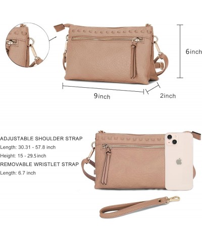 Small Crossbody Bags for Women Vegan Leather Wristlet Clutch Wallet Purses Shoulder Bag Taupe $13.34 Crossbody Bags