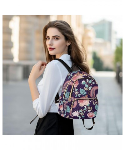 Pink Rose Flower Paisley Floral Mini Backpack Purse for Women Travel Bag Fashion Daypack Back Pack Shoulder Bag Multicolor Sm...