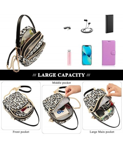 Mini Bag with Strap Glowing Moon Blue Sky Quilted Shoulder Handbag Women Leather Girls Wallet Purse Leopard Skin Pattern $11....