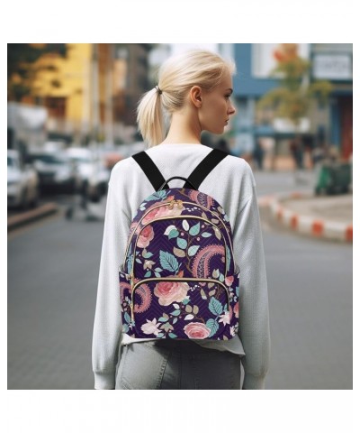 Pink Rose Flower Paisley Floral Mini Backpack Purse for Women Travel Bag Fashion Daypack Back Pack Shoulder Bag Multicolor Sm...