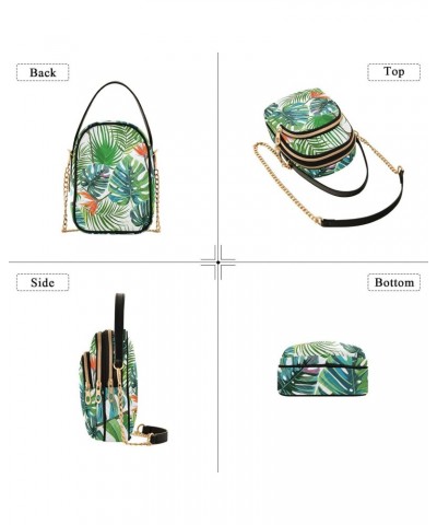 Tropical Palm Leaves Multi Pockets Crossbody Bags for Women Zip Cell Phone Purse Wallet Bag with Detachable Shoulder Strap Wa...