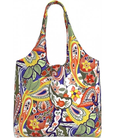 Paisley Single Shoulder Commuter Canvas Tote Bags For Women And Men Paisley 29 $11.65 Totes