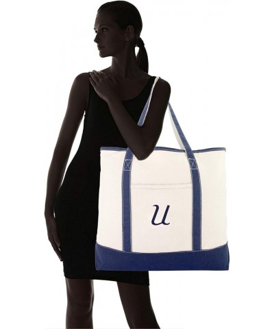 Monogram Tote Bag Personalized Navy Blue Initial A-Z U $11.75 Totes