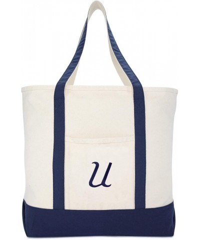 Monogram Tote Bag Personalized Navy Blue Initial A-Z U $11.75 Totes