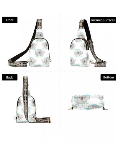 Cute Koala Crossbody Sling Bag for Women Men Leather Chest Bags Purse Adjustable Cross Body Daypack for Outdoors Workout Trav...