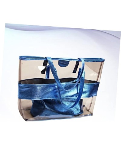 Women's Satchel Handbags Clear Handbag Beach Tote Women Shopping Bag 2 in 1 Clear Shoulder Bag Women Blue $13.94 Totes