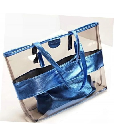 Women's Satchel Handbags Clear Handbag Beach Tote Women Shopping Bag 2 in 1 Clear Shoulder Bag Women Blue $13.94 Totes