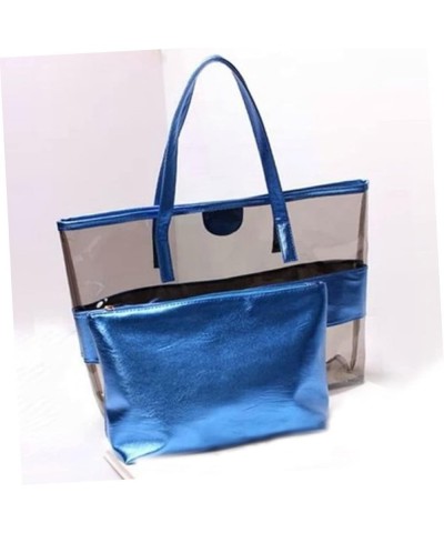 Women's Satchel Handbags Clear Handbag Beach Tote Women Shopping Bag 2 in 1 Clear Shoulder Bag Women Blue $13.94 Totes