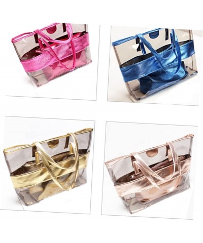 Women's Satchel Handbags Clear Handbag Beach Tote Women Shopping Bag 2 in 1 Clear Shoulder Bag Women Blue $13.94 Totes