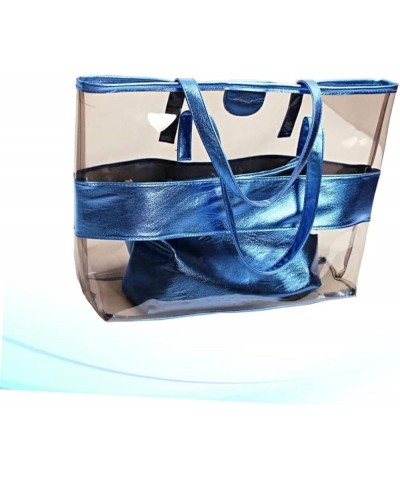 Women's Satchel Handbags Clear Handbag Beach Tote Women Shopping Bag 2 in 1 Clear Shoulder Bag Women Blue $13.94 Totes