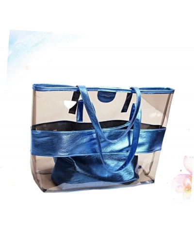 Women's Satchel Handbags Clear Handbag Beach Tote Women Shopping Bag 2 in 1 Clear Shoulder Bag Women Blue $13.94 Totes