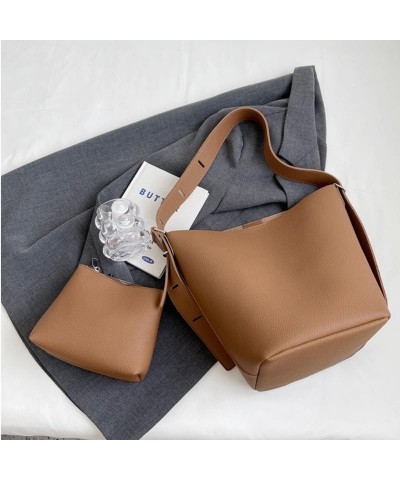 Hobo Shoulder Bags for Women,Leather Bucket Bag Ladies Fashion Shoulder Bags,Large Handbag Purse Brown $17.35 Hobo Bags