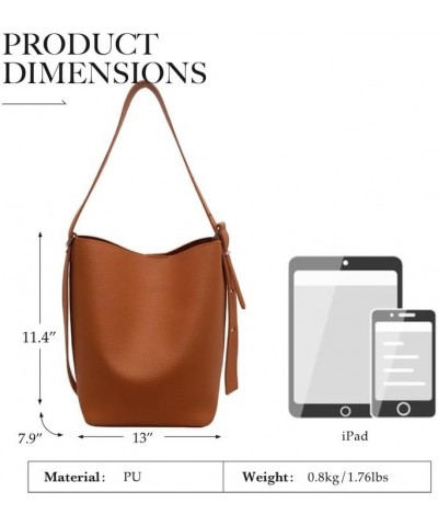 Hobo Shoulder Bags for Women,Leather Bucket Bag Ladies Fashion Shoulder Bags,Large Handbag Purse Brown $17.35 Hobo Bags