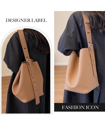 Hobo Shoulder Bags for Women,Leather Bucket Bag Ladies Fashion Shoulder Bags,Large Handbag Purse Brown $17.35 Hobo Bags