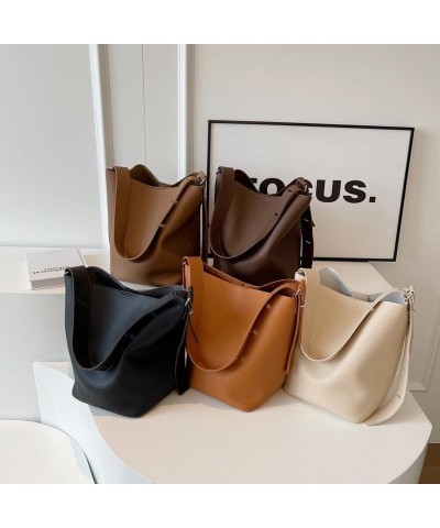 Hobo Shoulder Bags for Women,Leather Bucket Bag Ladies Fashion Shoulder Bags,Large Handbag Purse Brown $17.35 Hobo Bags