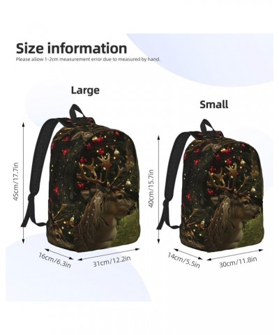 Xmas Print Unisex Canvas Bag Canvas Shoulder Pouch Pack Lightweight Backpack For Woman Lady Black Medium $18.48 Backpacks