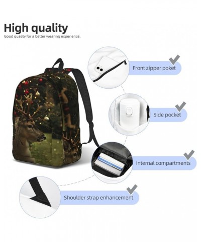 Xmas Print Unisex Canvas Bag Canvas Shoulder Pouch Pack Lightweight Backpack For Woman Lady Black Medium $18.48 Backpacks