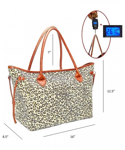 NB NB Large Leopard Tote Bag,Utility Canvas Shoulder Handbag Cheetah Printing Beach Bag Weekend Bag camping bag, Personalized...