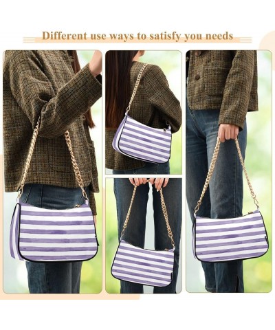 Black White Stripe Shoulder Bag for Women Fabric Crescent Handbag with Zipper Chain Clutch Purses 05 $17.99 Shoulder Bags