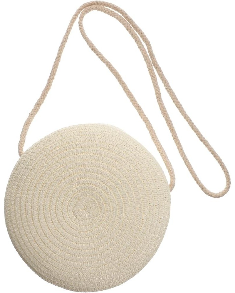 Straw Beach Bag Handwoven Round Rattan Bag Summer Tote Purse Wicker Handbag Bag Shoulder Straps Natural Chic Hand As Shown $8...