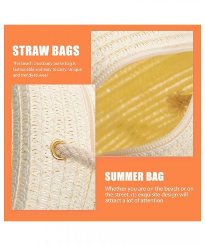 Straw Beach Bag Handwoven Round Rattan Bag Summer Tote Purse Wicker Handbag Bag Shoulder Straps Natural Chic Hand As Shown $8...