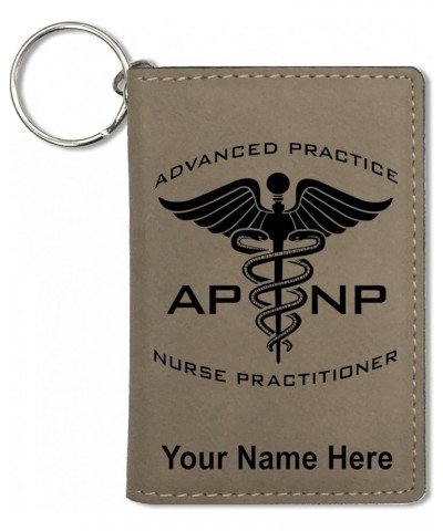 ID Holder Wallet, APNP Advanced Practice Nurse Practitioner, Personalized Engraving Included (Black with Silver) Light Brown ...