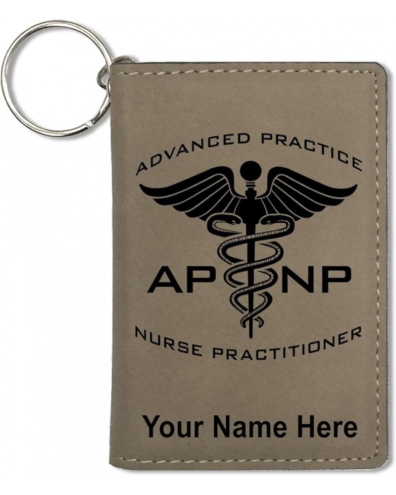 ID Holder Wallet, APNP Advanced Practice Nurse Practitioner, Personalized Engraving Included (Black with Silver) Light Brown ...