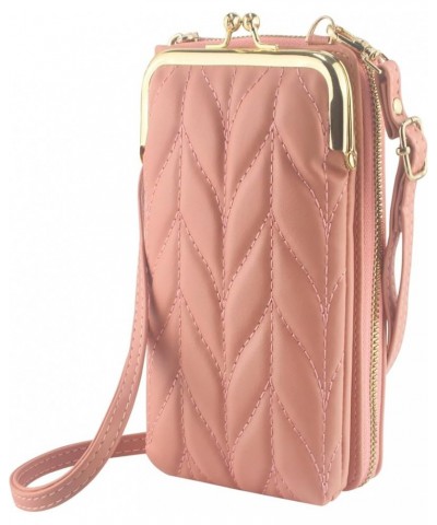 PU Leather Small Crossbody Phone Bag, Kiss Lock Phone Shoulder Bag, Zipper Cash Pocket Purse with Credit Card Slots Pink $10....