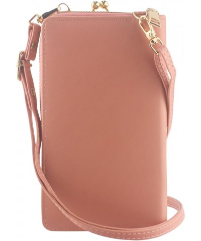 PU Leather Small Crossbody Phone Bag, Kiss Lock Phone Shoulder Bag, Zipper Cash Pocket Purse with Credit Card Slots Pink $10....