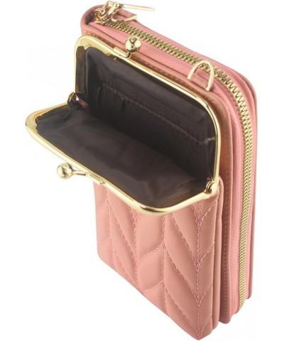 PU Leather Small Crossbody Phone Bag, Kiss Lock Phone Shoulder Bag, Zipper Cash Pocket Purse with Credit Card Slots Pink $10....