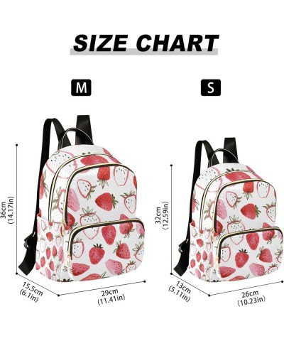 Watercolor Pink Strawberry Backpack for Women Shoulder Bag Lightweight Mini Backpack Casual Daypack Back Pack for Travel Work...