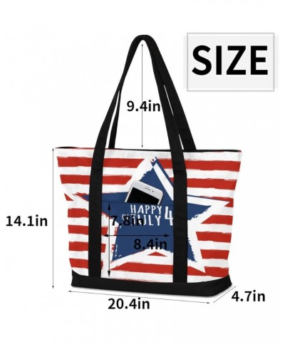 Tote Bag for Women Canvas Shoulder Bag Large Casual Handbag Lightweight Tote Bag with Zipper for Work Travel Shopping 4th Jul...