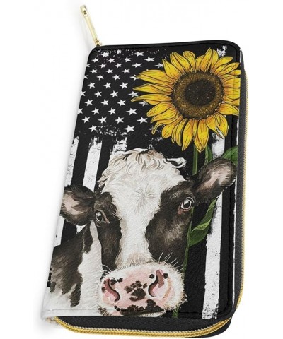 Cow Print Wallets for Women Sunflower Cow Purse for Women Girly Money Organisers Cow Wallet Sunflower Cute Wallet Western Wal...