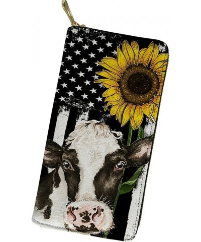 Cow Print Wallets for Women Sunflower Cow Purse for Women Girly Money Organisers Cow Wallet Sunflower Cute Wallet Western Wal...