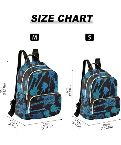 Women's Small Fashion Backpack Doodle Blue Guitar Print Ladies Travel Daypack Aesthetic Shoulder Bag 10.2×5.1×12.5 IN $18.23 ...