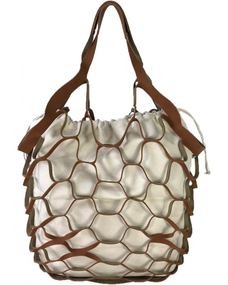 Fashion Culture Eden Mesh Nubuck & Canvas Market Tote, Saddle $16.32 Handbags