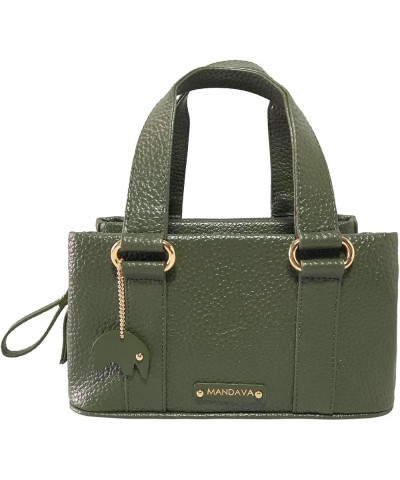 Women's PU Leather Mini Handbag, Top Handle Small Satchel Bag for Ladies Inland Green $20.68 Satchels