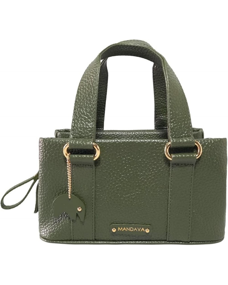 Women's PU Leather Mini Handbag, Top Handle Small Satchel Bag for Ladies Inland Green $20.68 Satchels