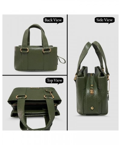 Women's PU Leather Mini Handbag, Top Handle Small Satchel Bag for Ladies Inland Green $20.68 Satchels