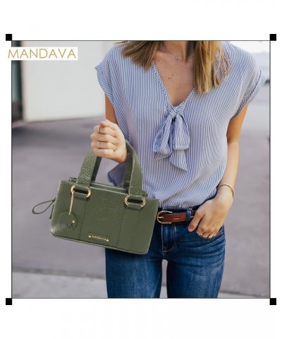 Women's PU Leather Mini Handbag, Top Handle Small Satchel Bag for Ladies Inland Green $20.68 Satchels