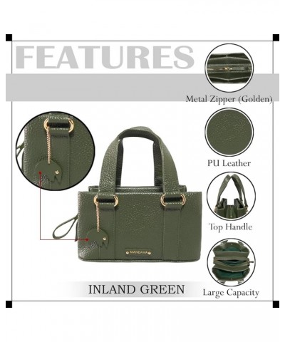 Women's PU Leather Mini Handbag, Top Handle Small Satchel Bag for Ladies Inland Green $20.68 Satchels