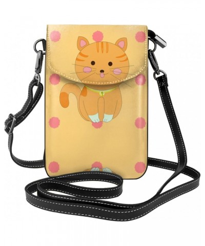 women leather Cell Phone Purse cute cartoon kitten picture Soft, durable and waterproof PU leather Convenient for daily use a...