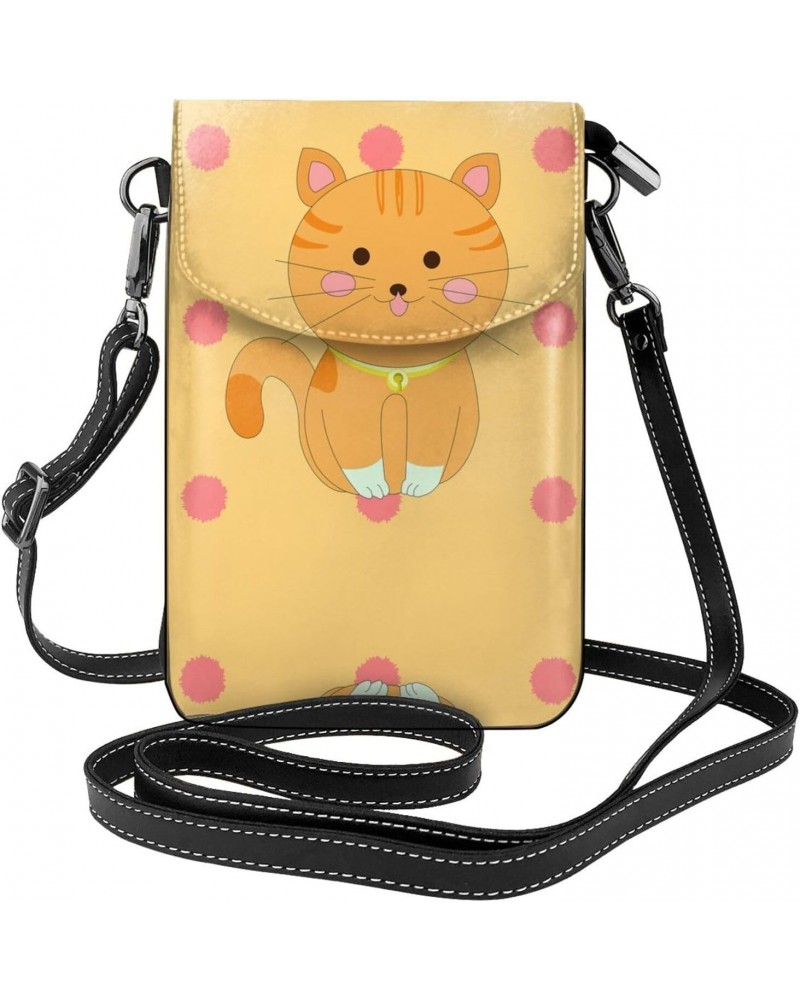 women leather Cell Phone Purse cute cartoon kitten picture Soft, durable and waterproof PU leather Convenient for daily use a...