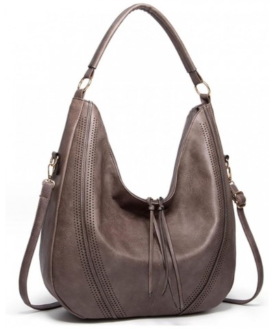 Women Hobo Totes Shoulder Bag Satchel Faux Leather Retro Purse Zipper Handbag Brown Gray $38.58 Totes